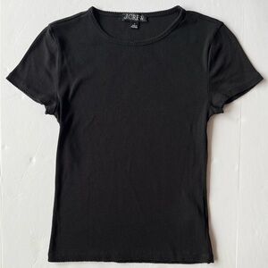 J. Crew Fine Rib Short-Sleeve T-Shirt Black Size S
